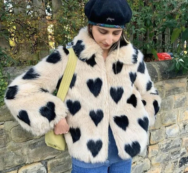 Queen of Hearts Faux Fur Coat - Festigal
