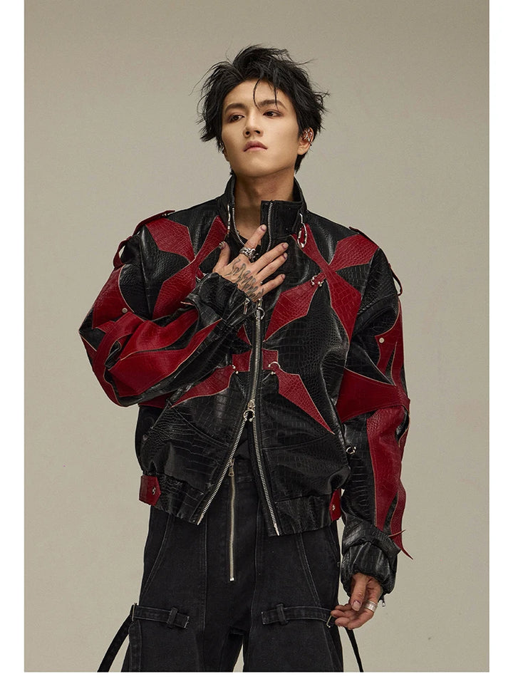 Mens Crocodile Faux Leather Jacket