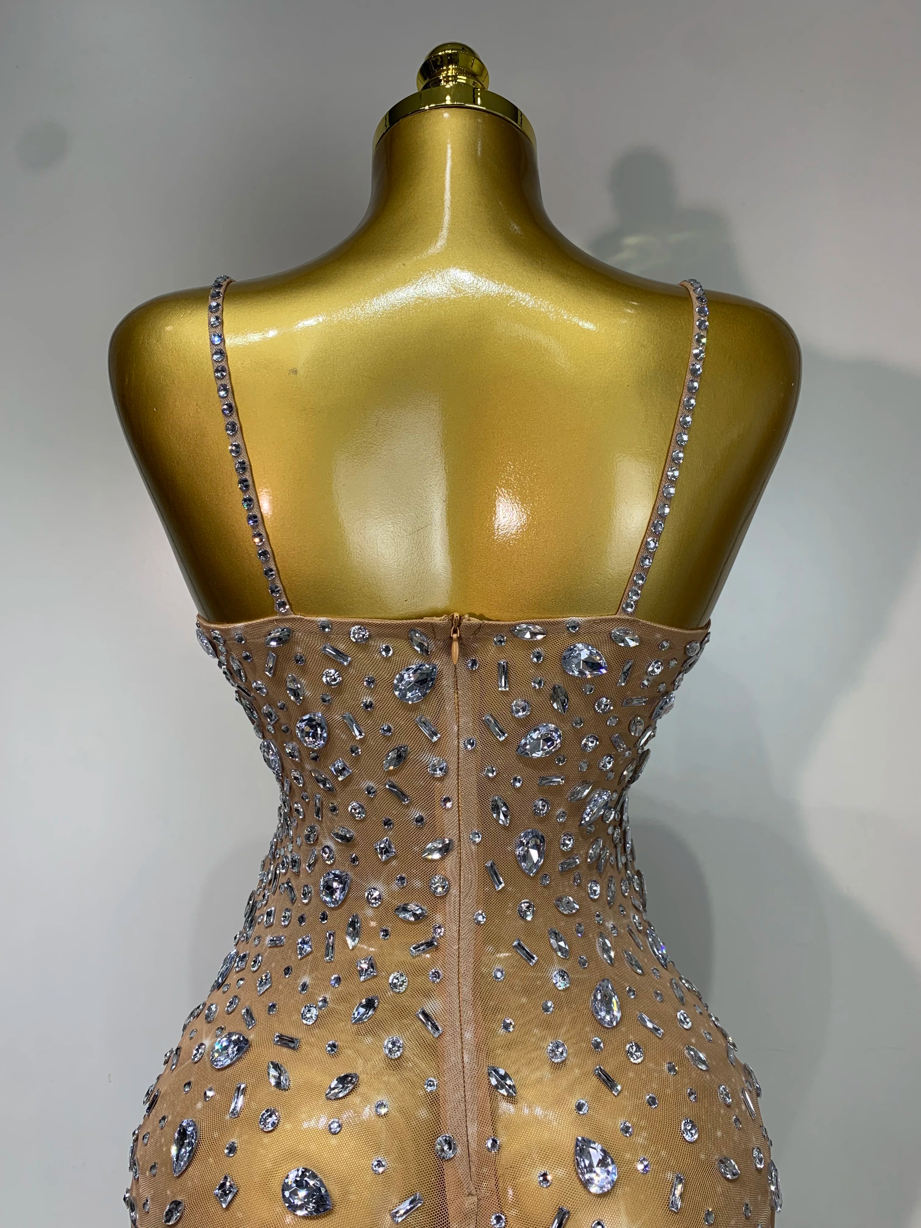 Rhinestone Mesh Maxi Dress