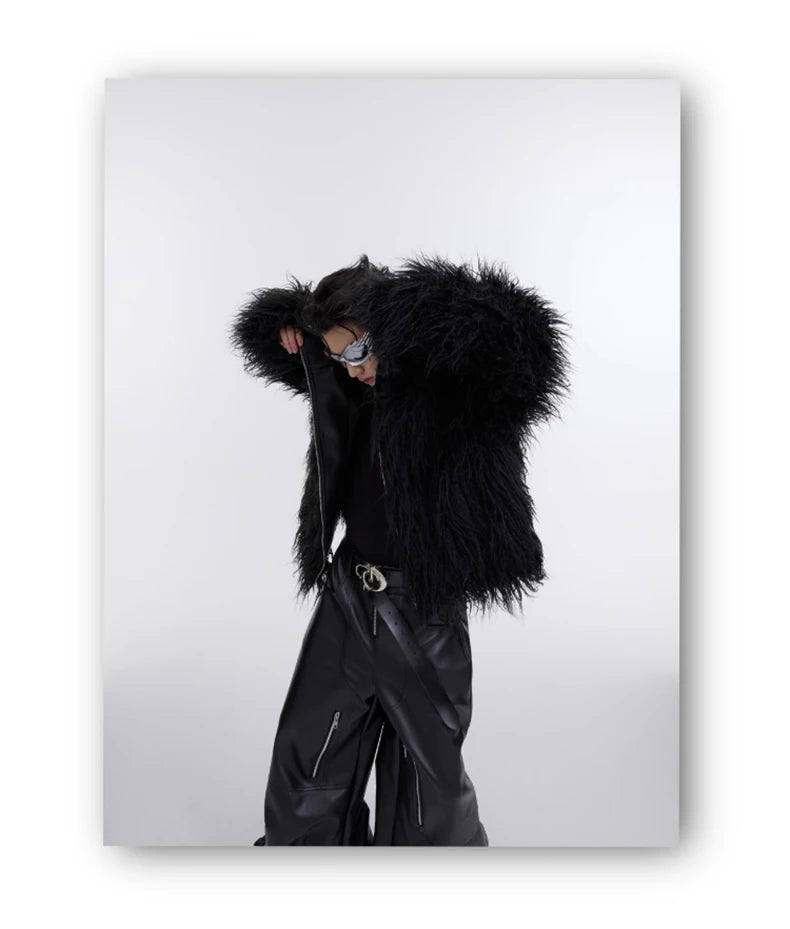 Men's Shaggy Faux Fur Jacket - Festigal