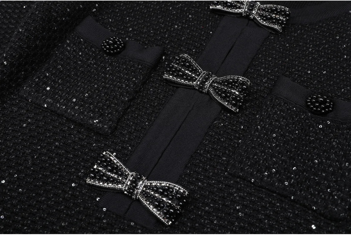 Long Sleeved Bow A-Line Dress