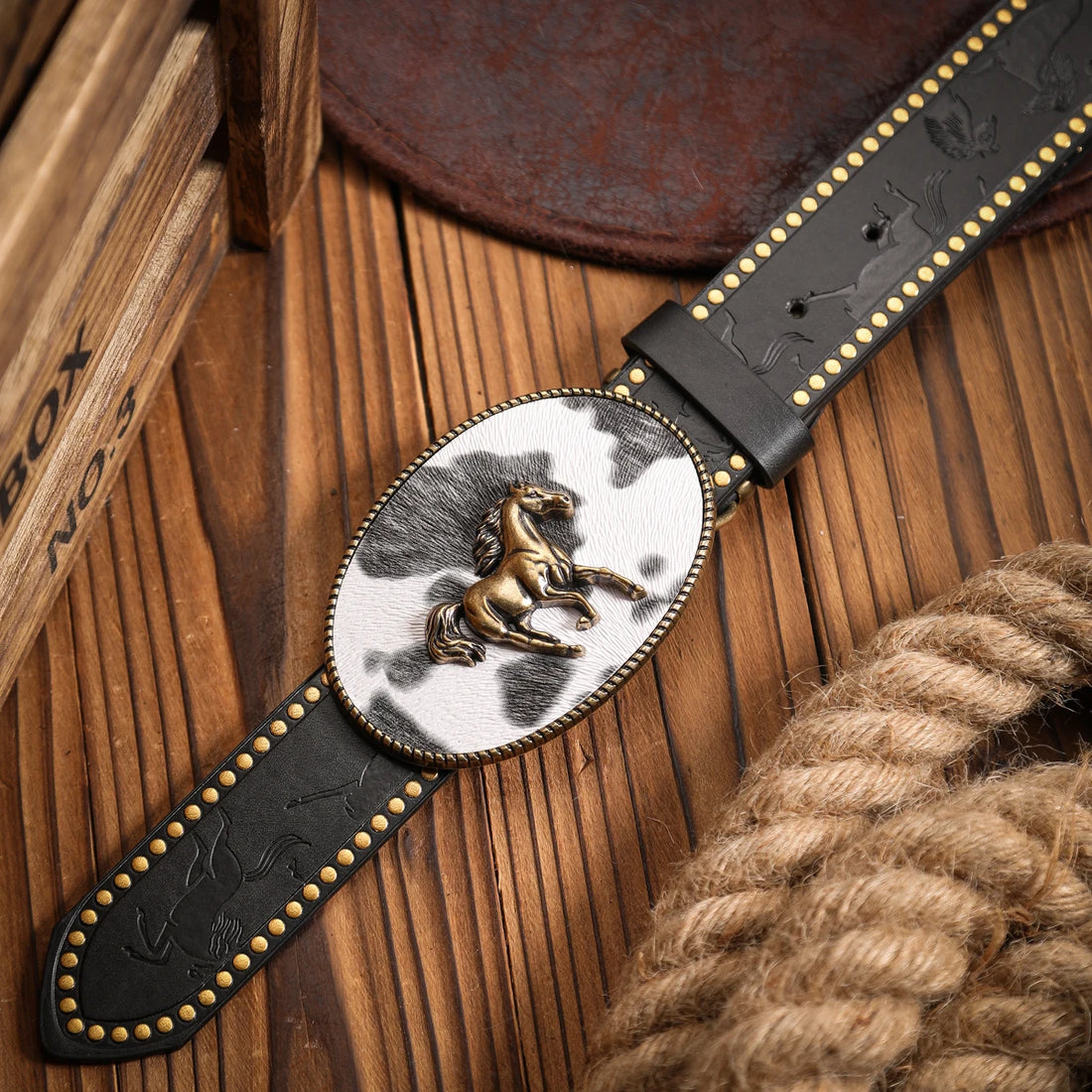 Horse Faux Leather Buckle Belt