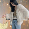 Women's Faux Fur Sequin Tassel Jacket - Festigal