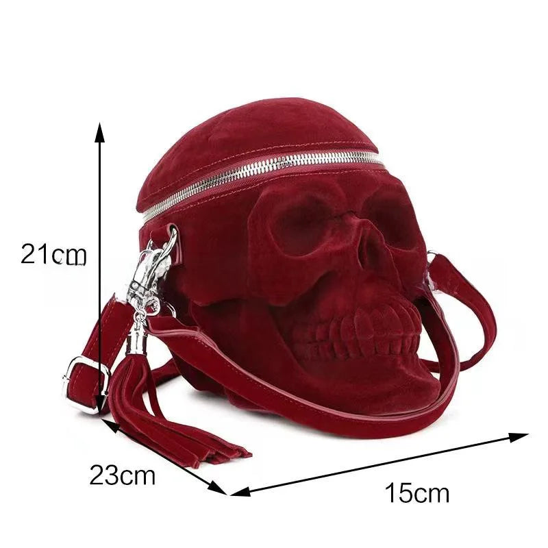 3D Velvet Skull Crossbody Bag