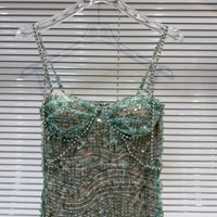 Embellished Green Bustier Dress