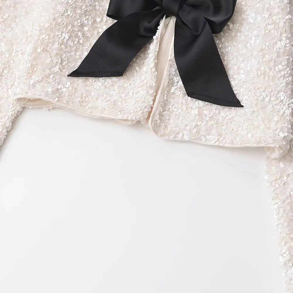 Sequin Cropped Bow Jacket