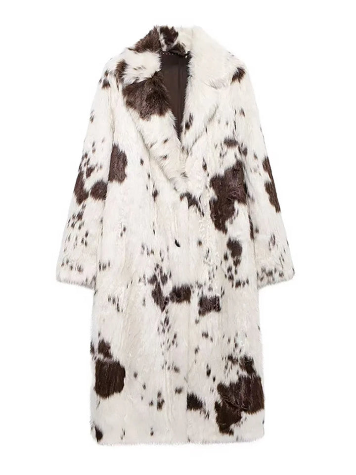 Cow Faux Fur Longline Jacket