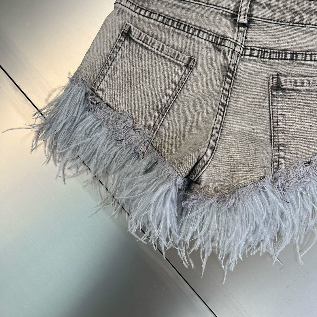 Overwashed Denim Feathery Shorts - Festigal