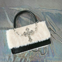 Faux Fur Gothic Crossbody Bag