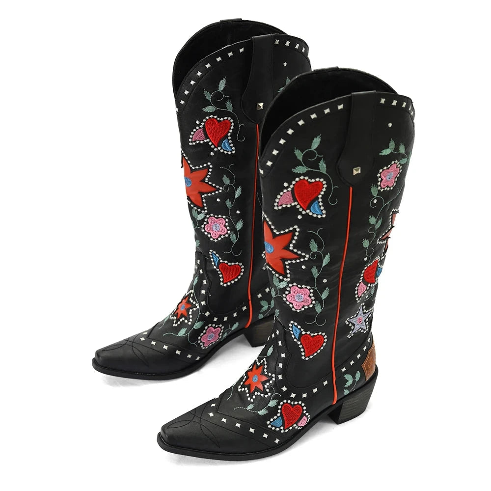 Embroidered Western Cowboy Boots - Festigal