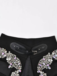 Irregular Rhinestone High Waisted Skirt