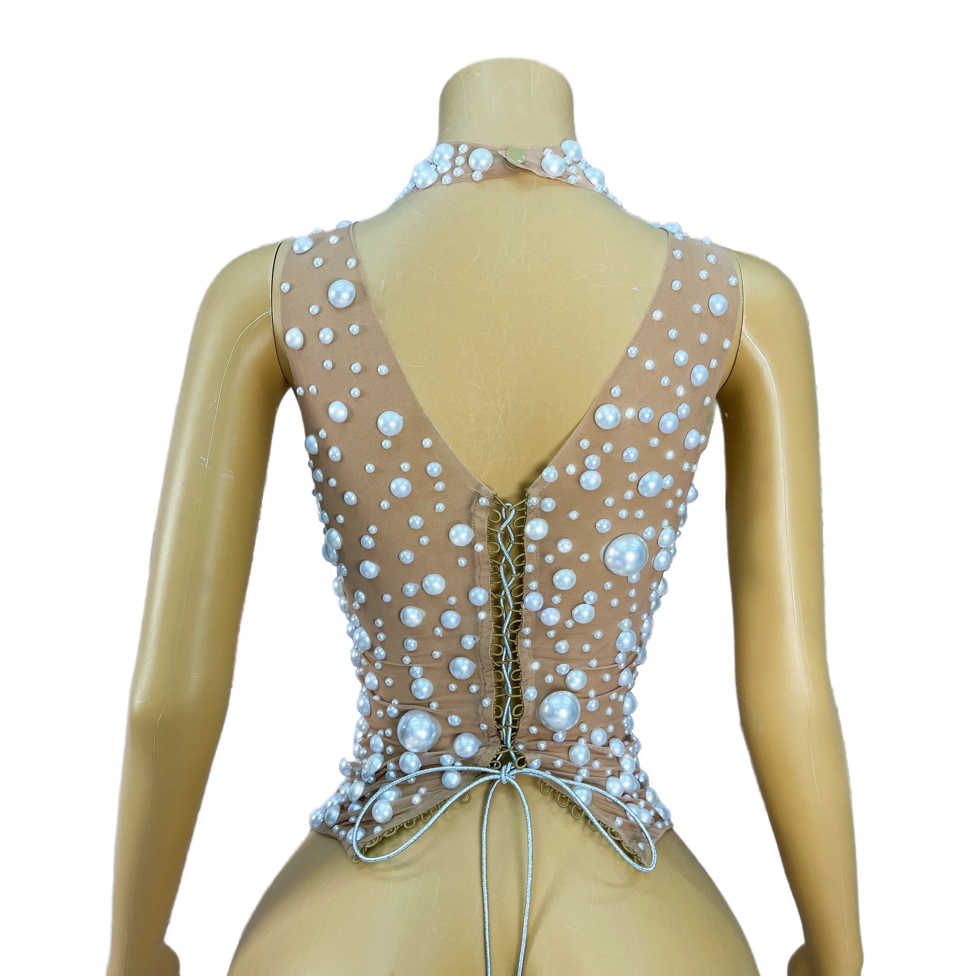 Pearl Mesh Halterneck Top
