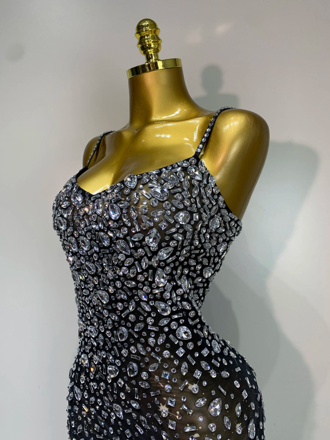 Rhinestone Mesh Maxi Dress