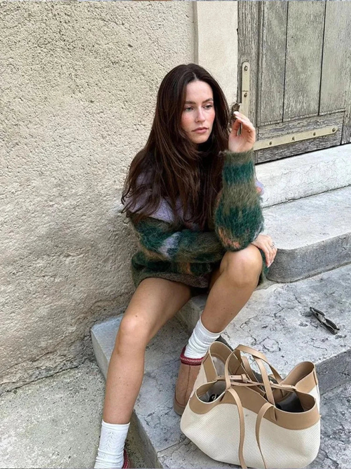 Landscape Abstract Fluffy Cardigan - Festigal