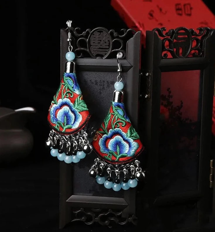 Bohemian Floral Beaded Tassel Earrings - Festigal