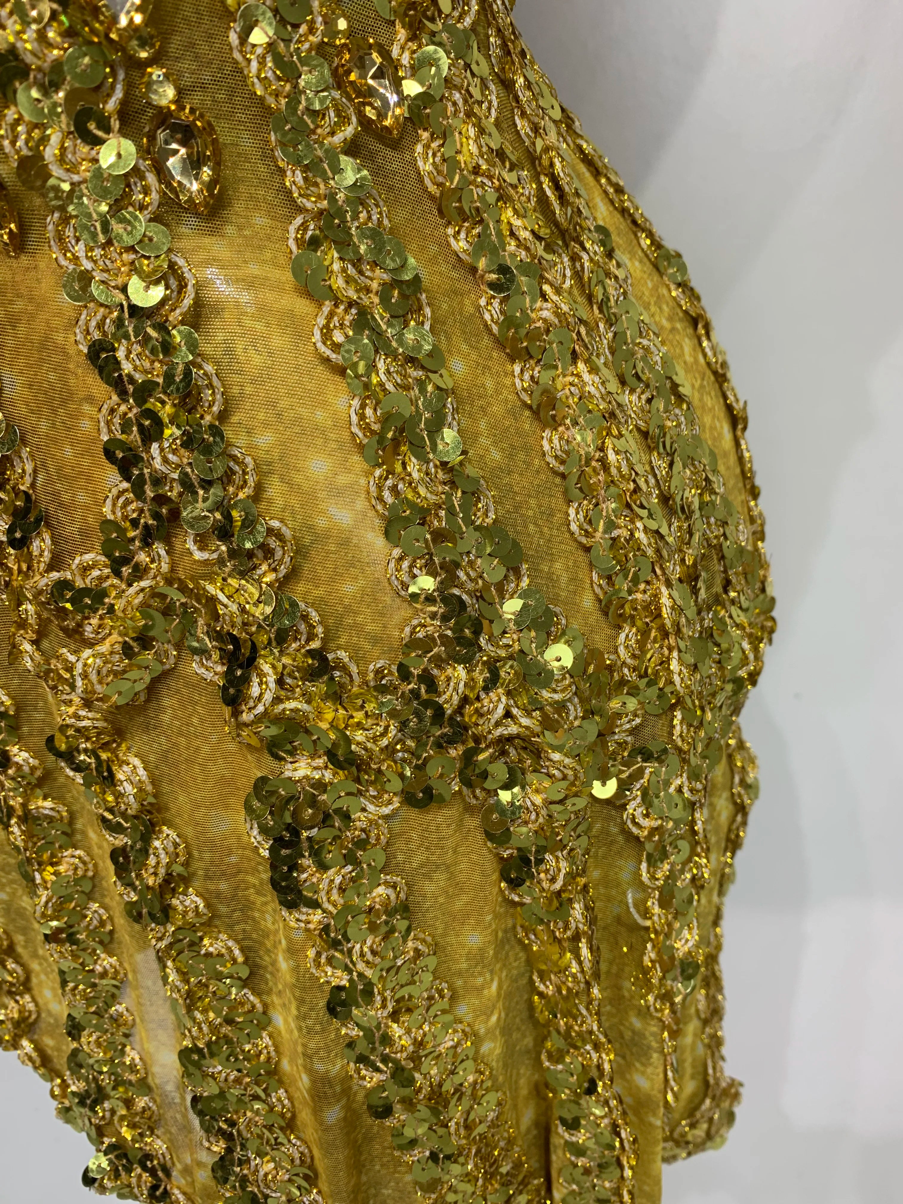Gold Sweetheart Sequin A-Line Dress