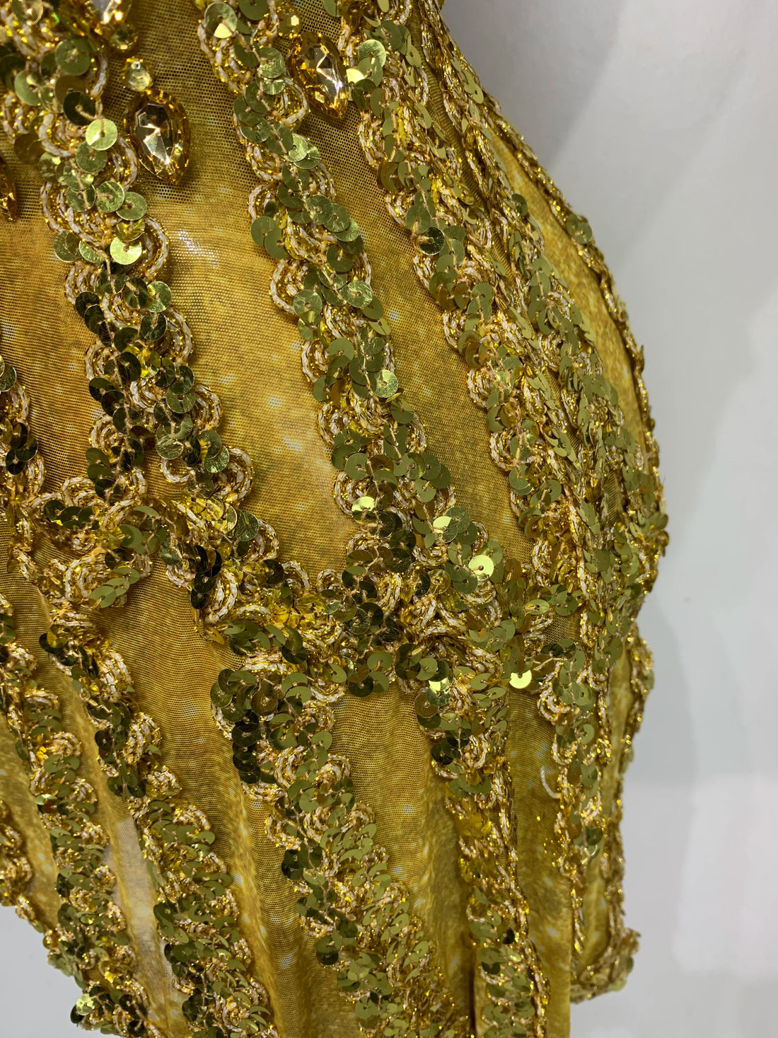 Gold Sweetheart Sequin A-Line Dress
