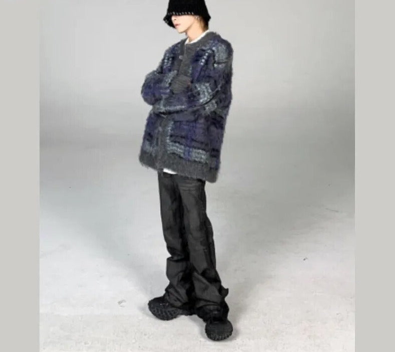 Mens Criss Cross Wool Cardigan - Festigal