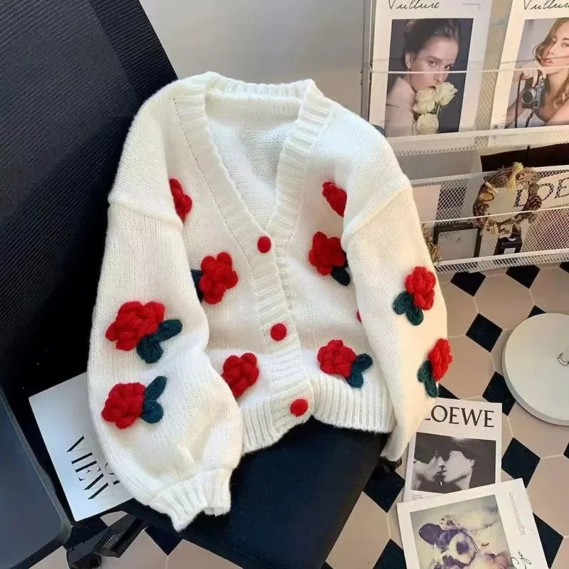 3D Flower Knit Cardigan - Festigal