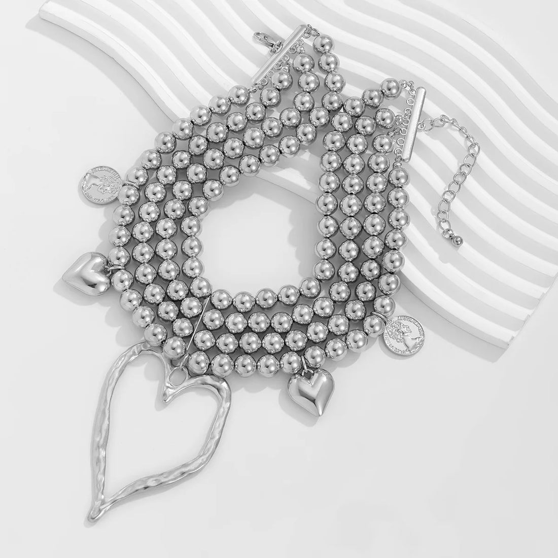 Multi-Layered Beaded Heart Necklace - Festigal