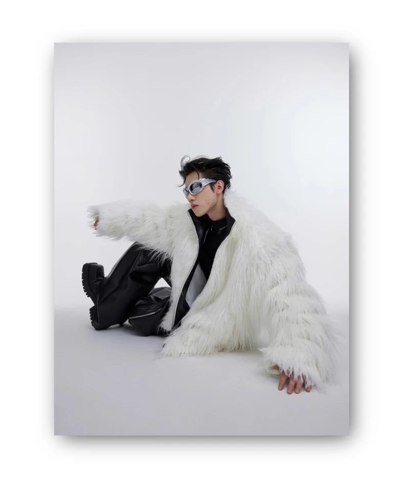 Men's Shaggy Faux Fur Jacket - Festigal