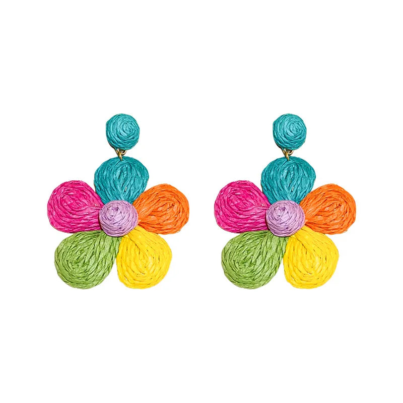Woven Rainbow Sunflower Earrings - Festigal