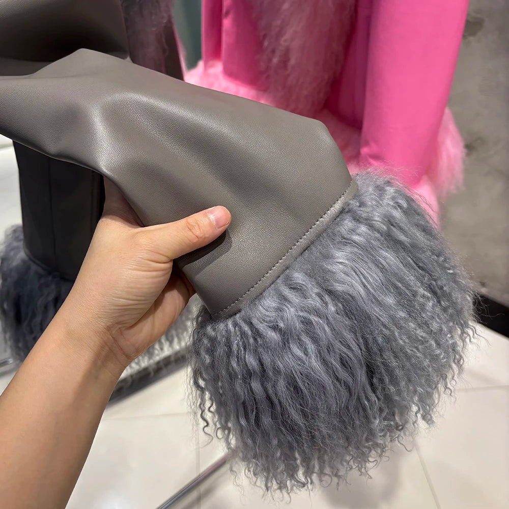 Suede Mongolian Fur Jacket