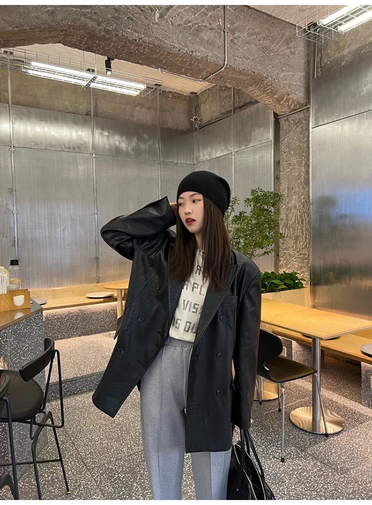 Crocodile Faux Leather Blazer - Festigal