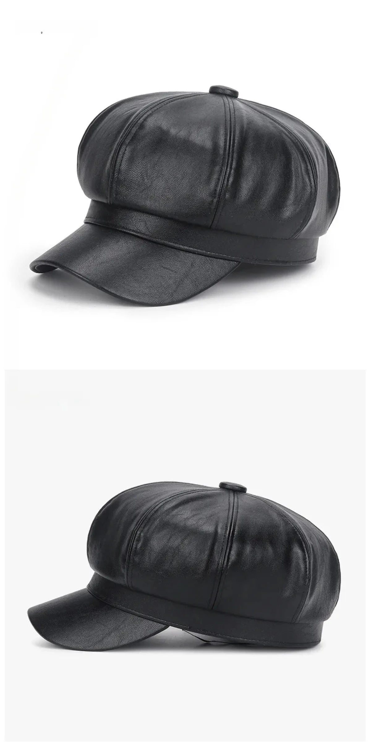 Faux Leather Adjustable Beret Cap - Festigal