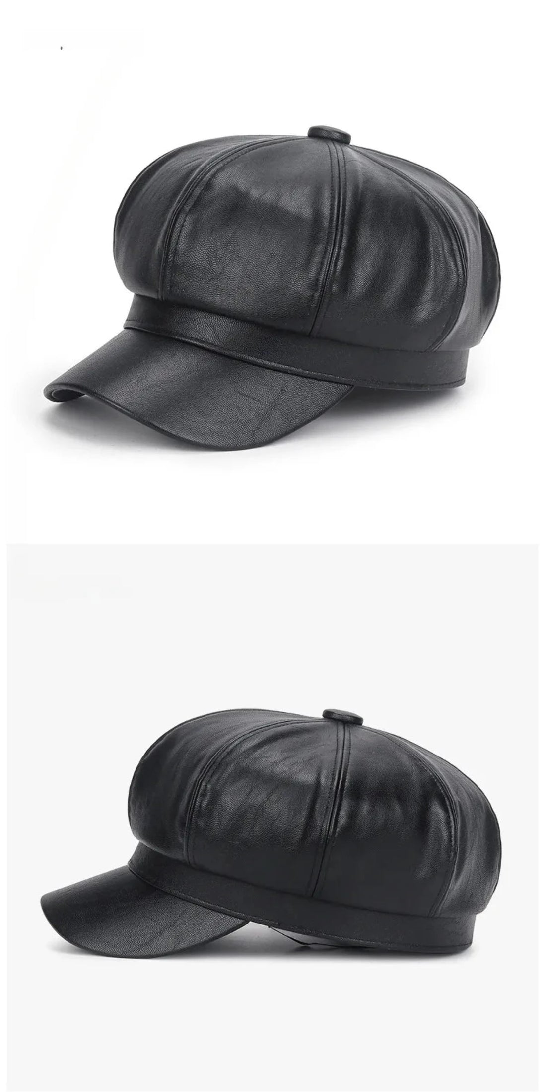 Faux Leather Adjustable Beret Cap - Festigal