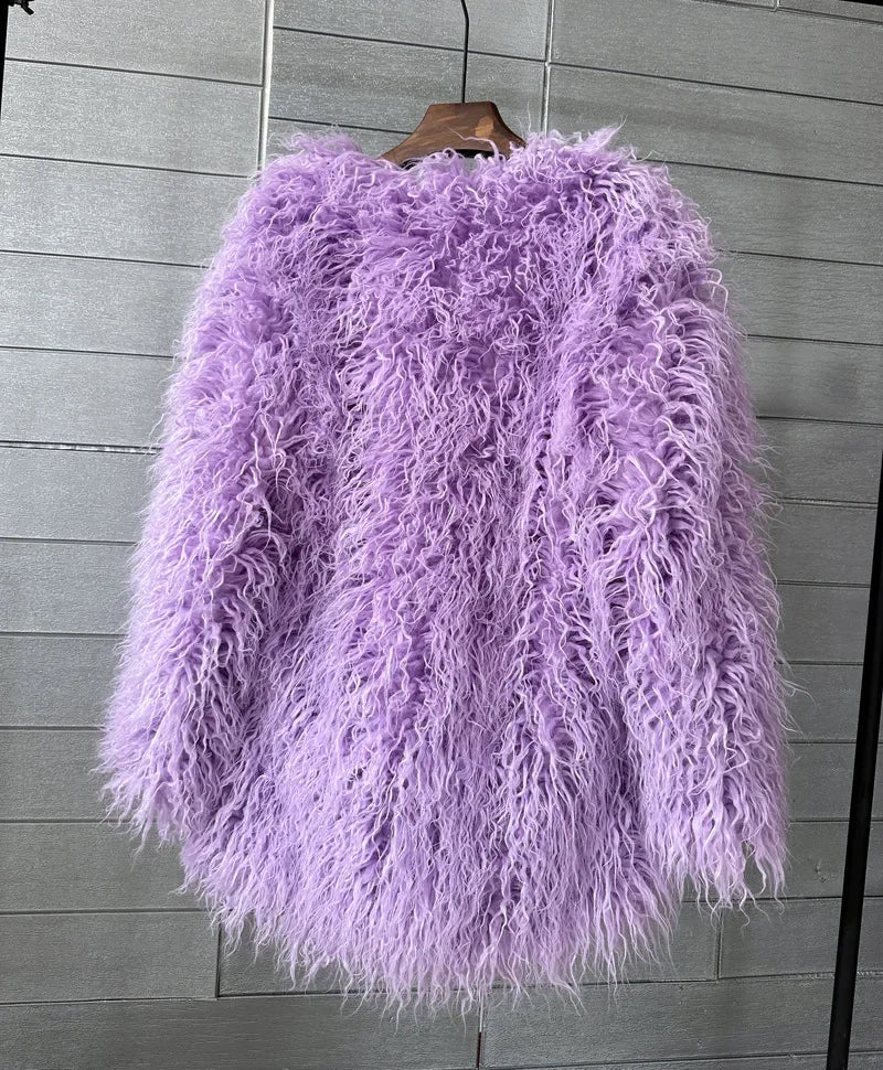Faux Mongolian Fur Jacket - Festigal