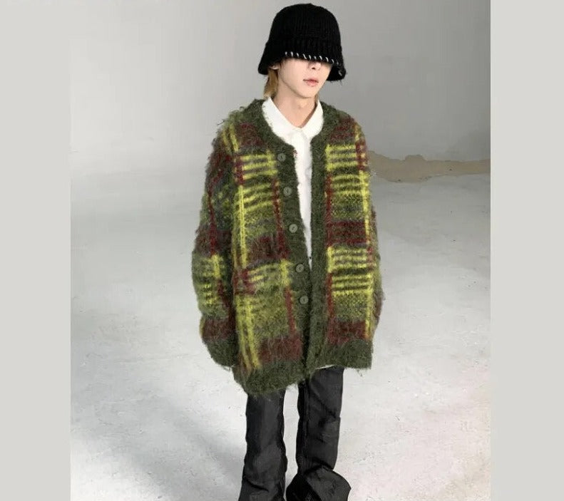 Mens Criss Cross Wool Cardigan - Festigal