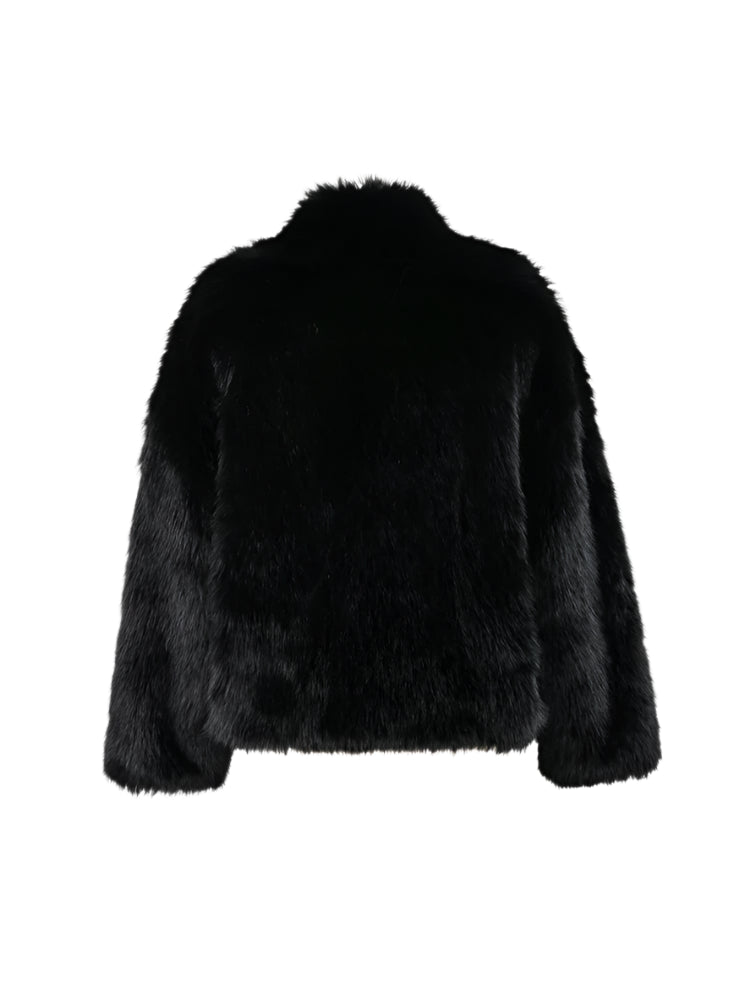 Faux Fur Oversized Collar Coat - Festigal