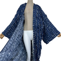 Blue Distressed Long Maxi Cardigan