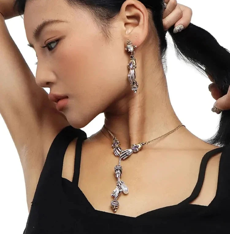 Hand & Skull Drop Necklace - Festigal