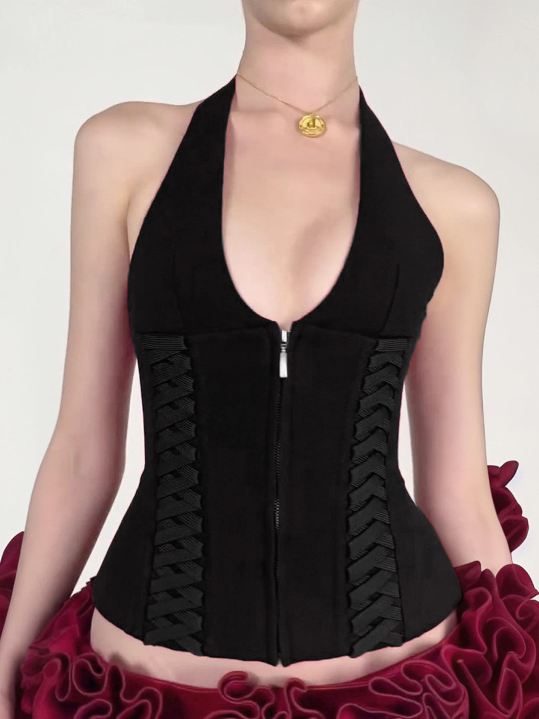 Lace Up V Neck Bandage Top - Festigal