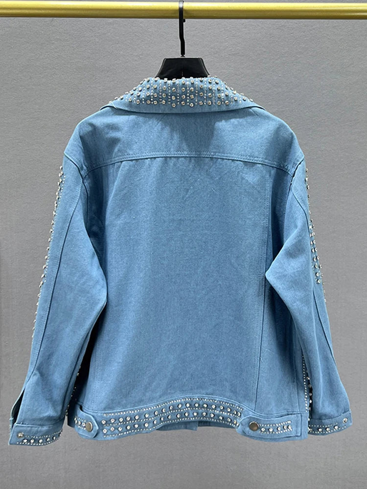 Rhinestone Embellished Denim Jacket