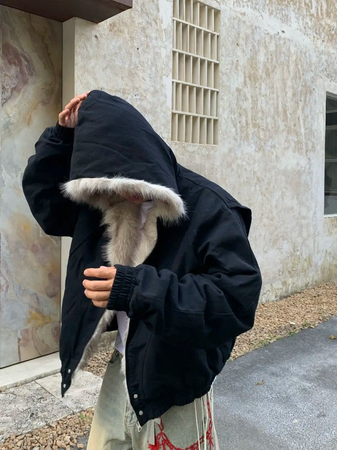 Men's Faux Fur Lined Bomber Jacket - Festigal