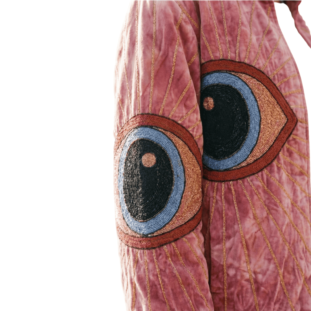 Pink Velvet Embroidered Eye Jacket
