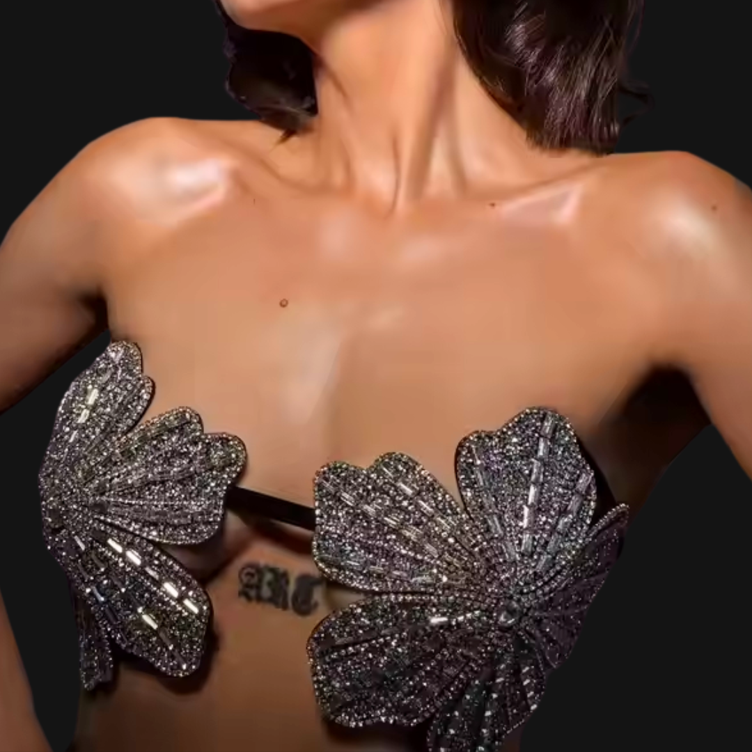 Rhinestone Flower Bralet