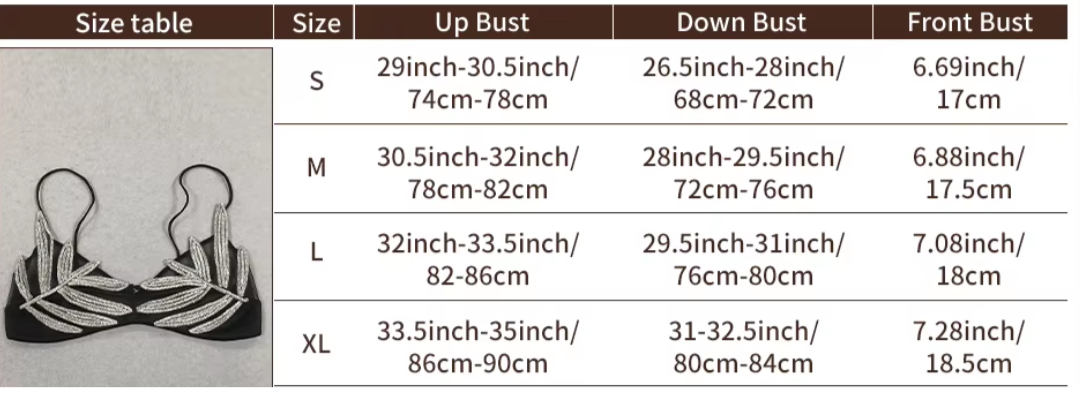 Leaf Rhinestone Bra - Festigal