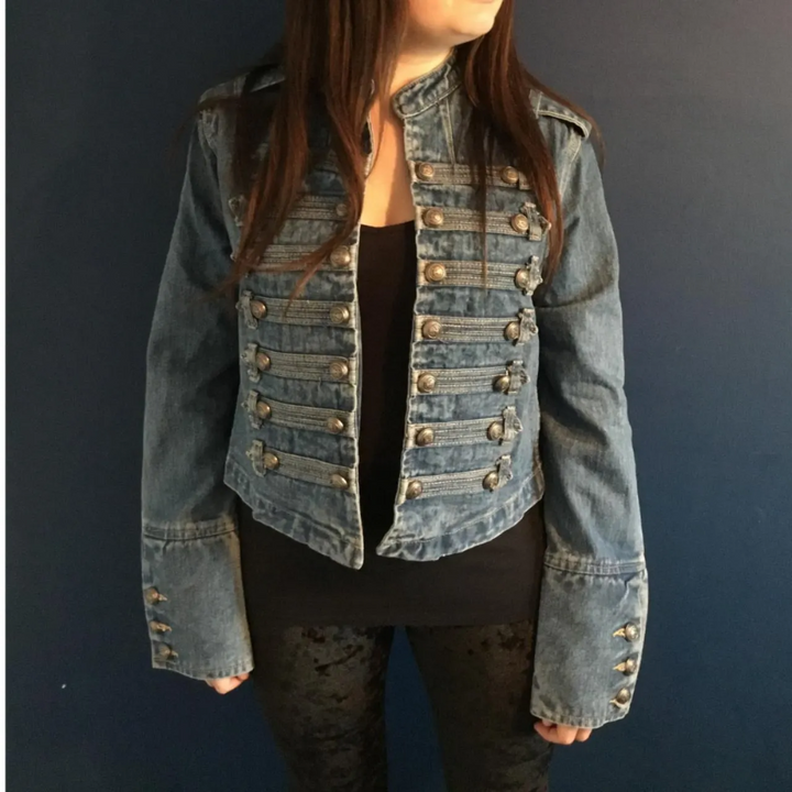 Retro Military Style Denim Jacket - Festigal