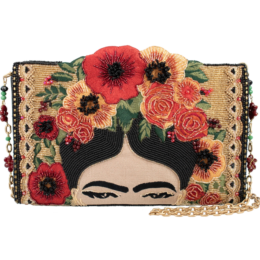 Beaded Frida Kahlo Crossbody Handbag