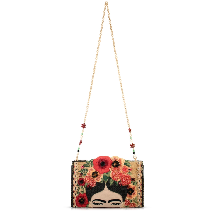 Beaded Frida Kahlo Crossbody Handbag