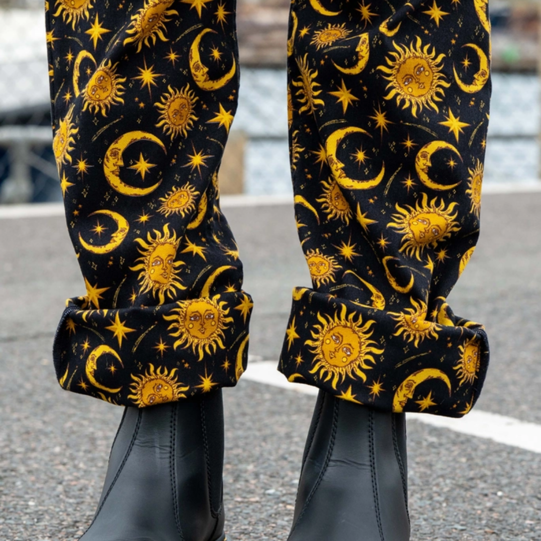 Celestial Sun and Moon Stretch Dungarees