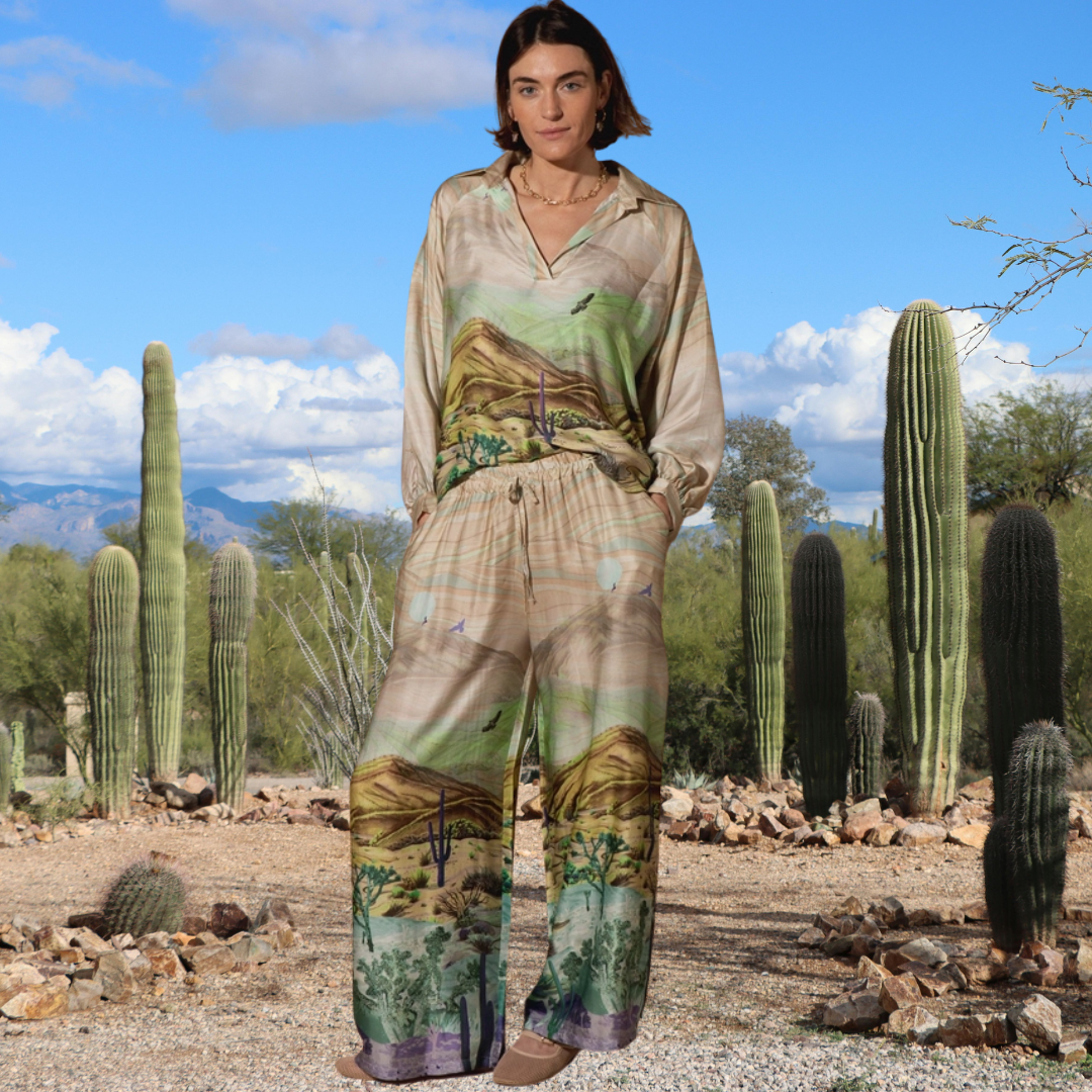 Cactus Print Silk Set