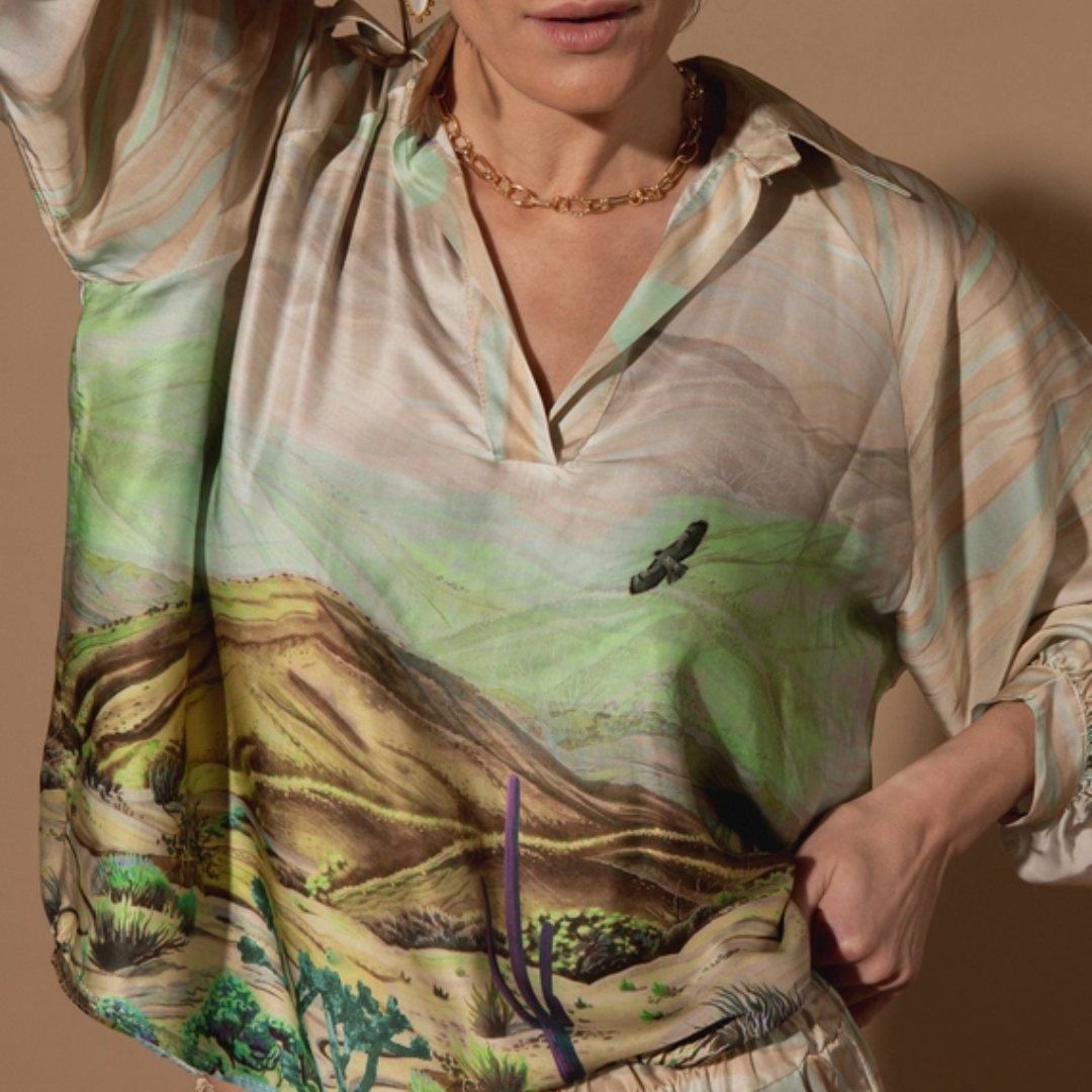 Cactus Print Silk Set