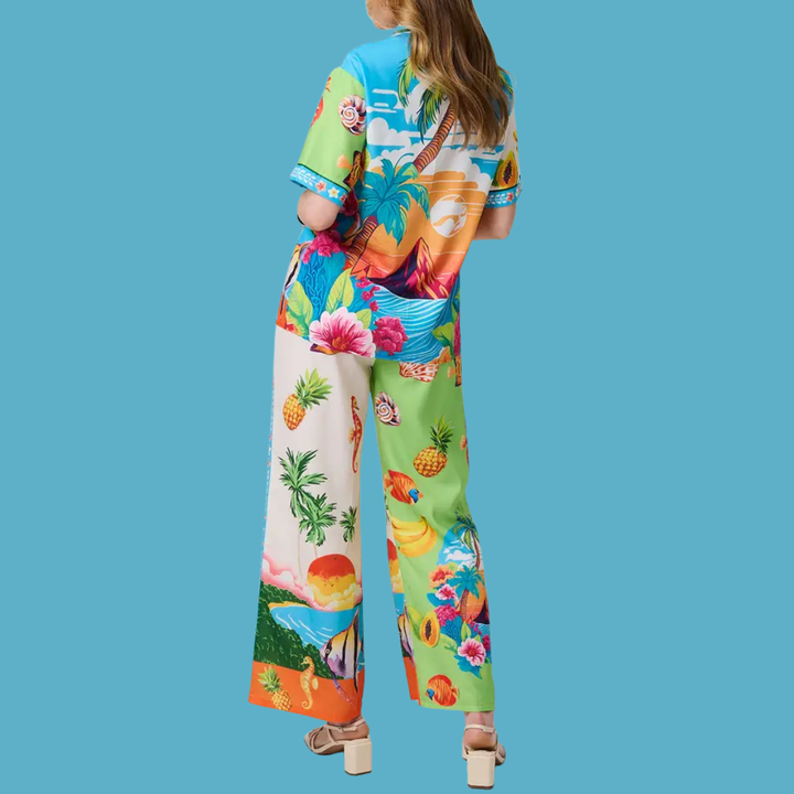 Tropical Print Shirt Trousers Co-Ord Set