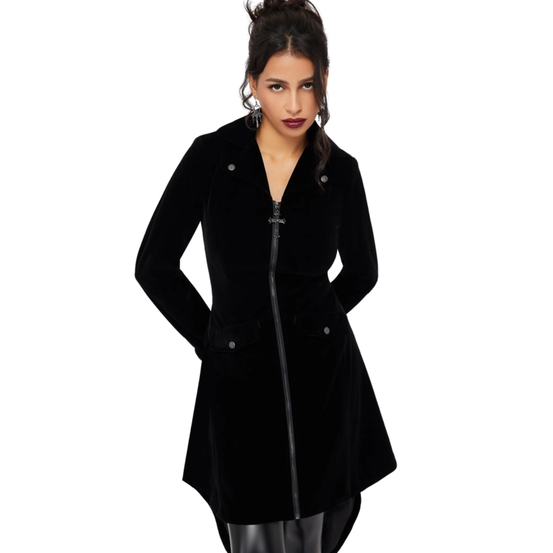 Velvet Lace Up Cross Coat