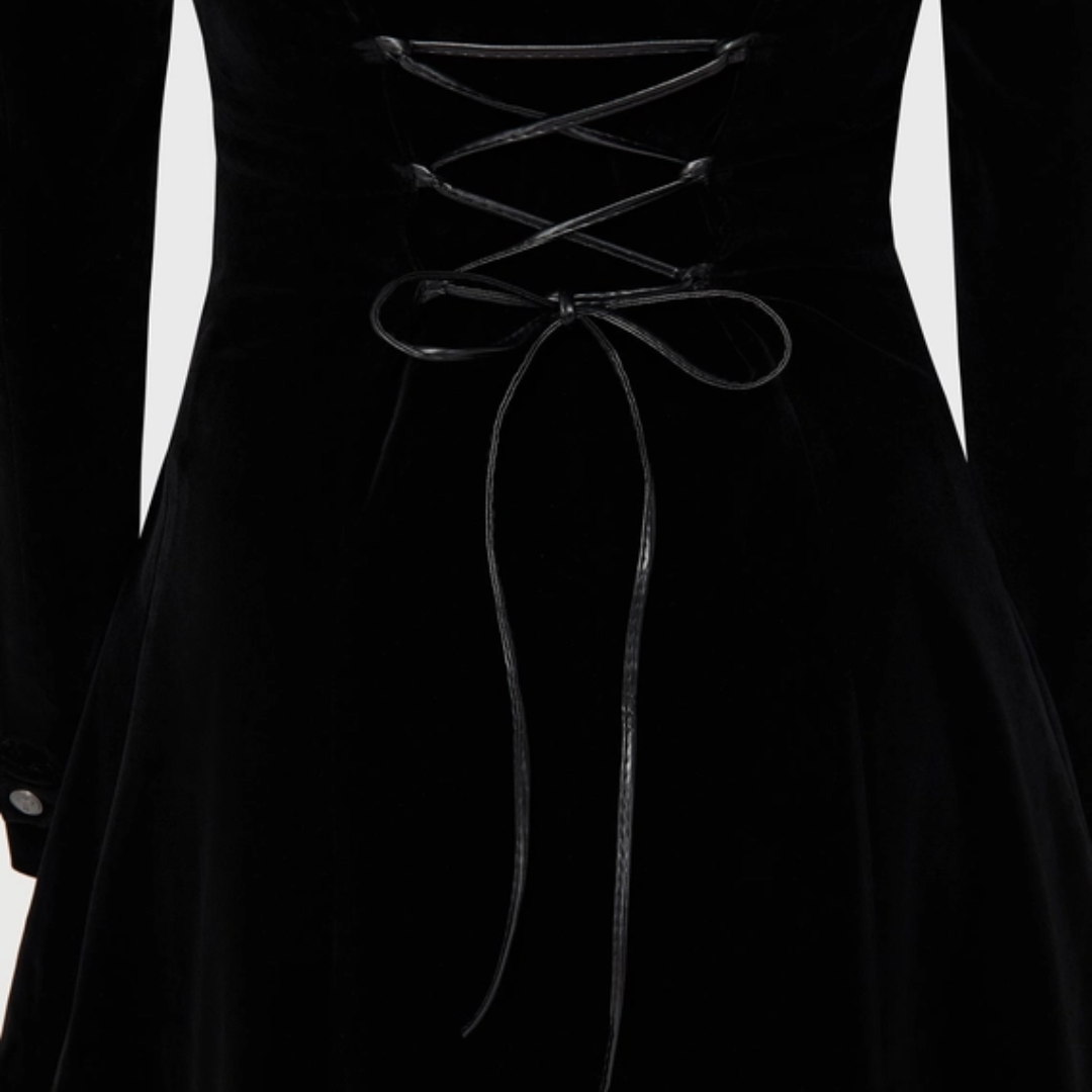 Velvet Lace Up Cross Coat